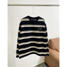 크롬하츠 블랙 화이트 스트라이프 라운드넥 스웨셔츠 001-192049