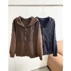 크롬하츠 자수 로고 패치 지퍼 후드티 001-192050