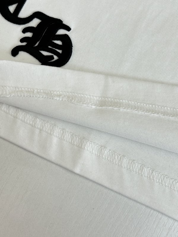 크롬하츠十字 가죽 패치 컬러블록 반팔 티셔츠 001-192088