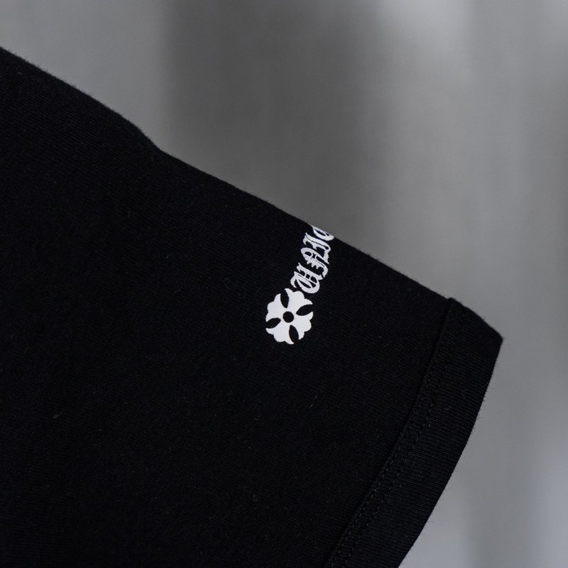 크롬하츠 여성용 블랙 화이트 래글런 티셔츠 001-192158