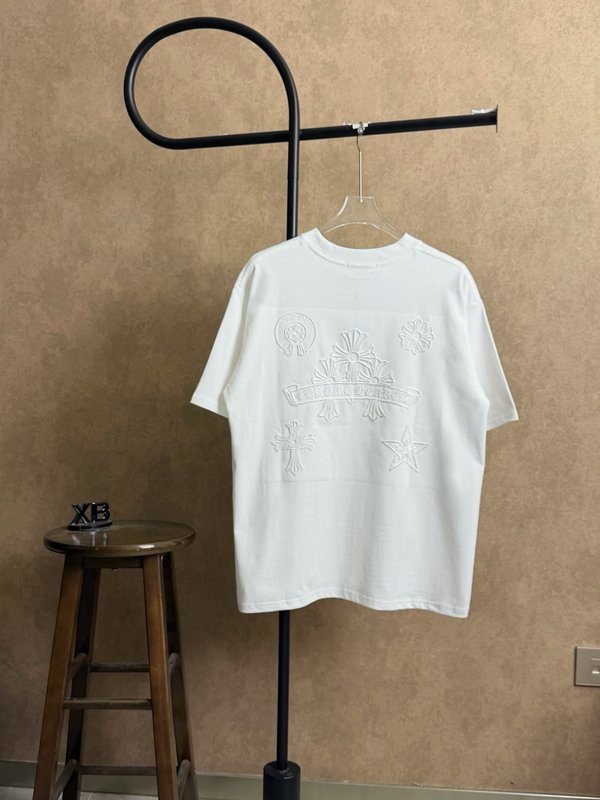 크롬하츠 홀로우 크로스 자수 라운드넥 반팔 티셔츠 001-192208