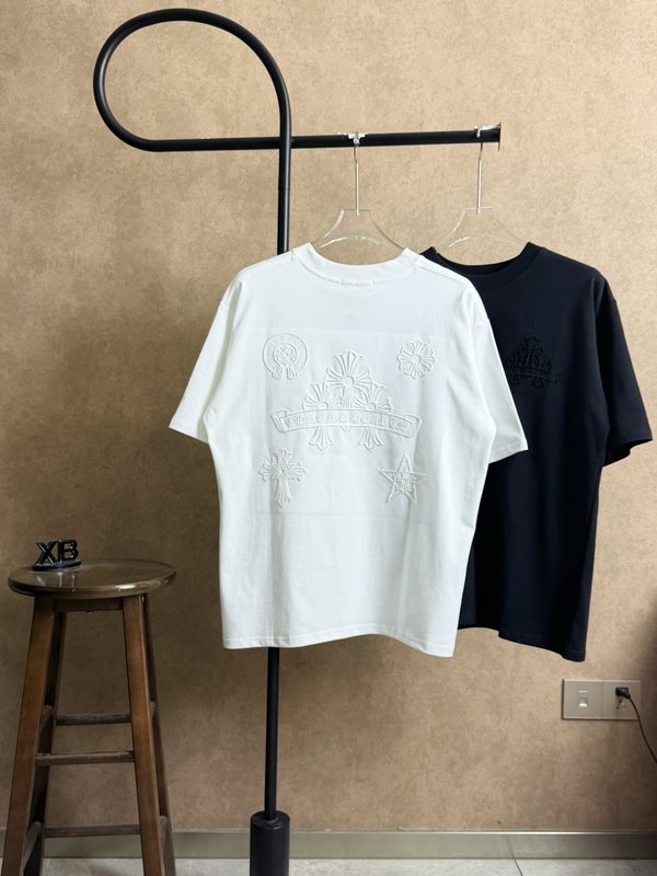 크롬하츠 홀로우 크로스 자수 라운드넥 반팔 티셔츠 001-192208