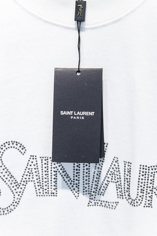 YSL 라인스톤 로고 프린트 오버사이즈 티셔츠 001-192242