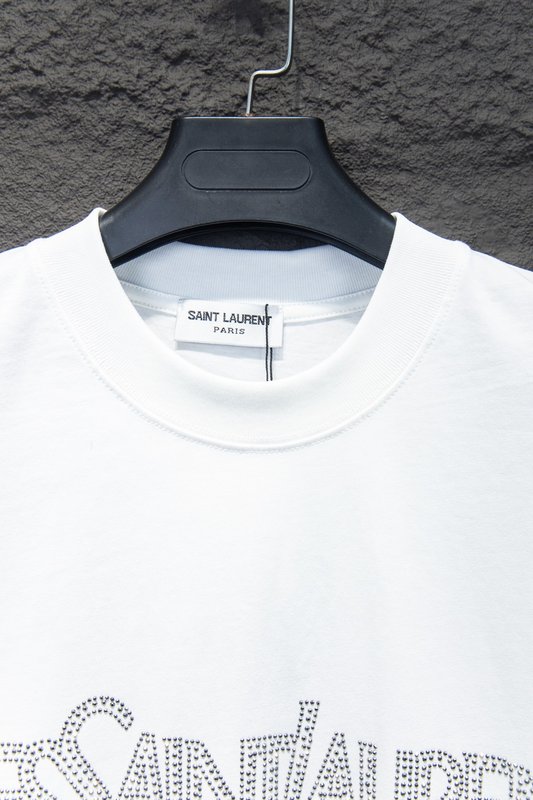 YSL 라인스톤 로고 프린트 오버사이즈 티셔츠 001-192242