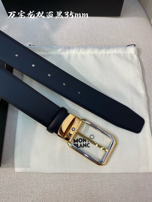 몽블랑 3.5cm 폭 소 가죽 핀 버클 비즈니스 벨트 001-192308
