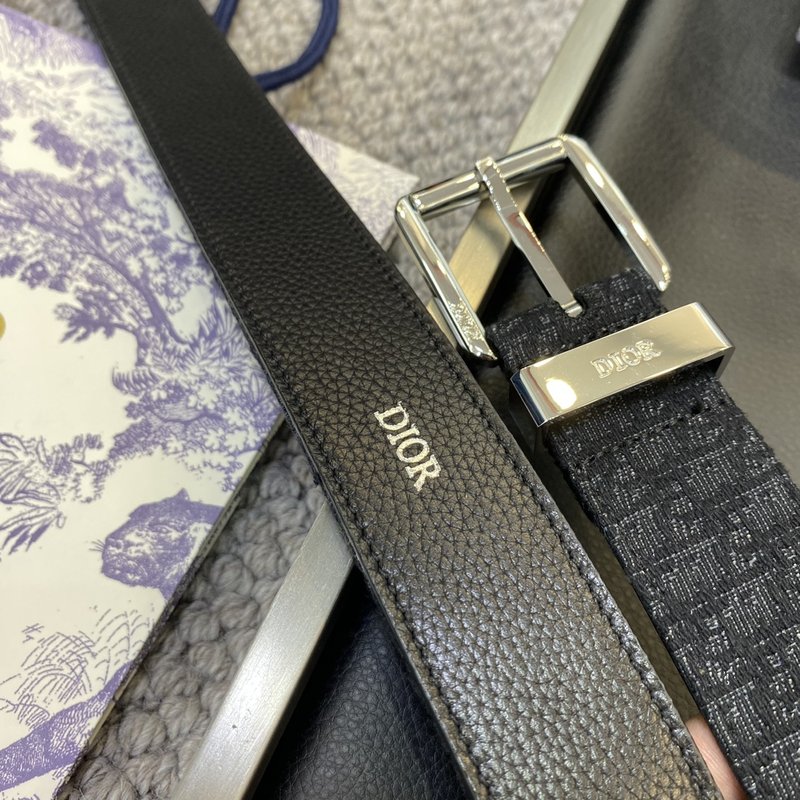 디올 DIOR 클래식 레터 패브릭 양면 소 가죽 벨트 001-192490