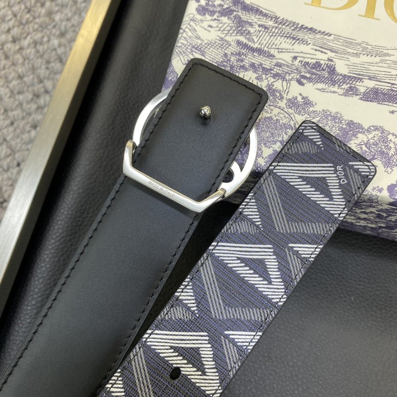 디올 DIOR 클래식 레터 캔버스 가죽 벨트 001-192505