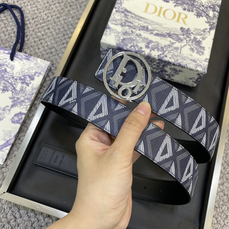 디올 DIOR 클래식 레터 캔버스 가죽 벨트 001-192505