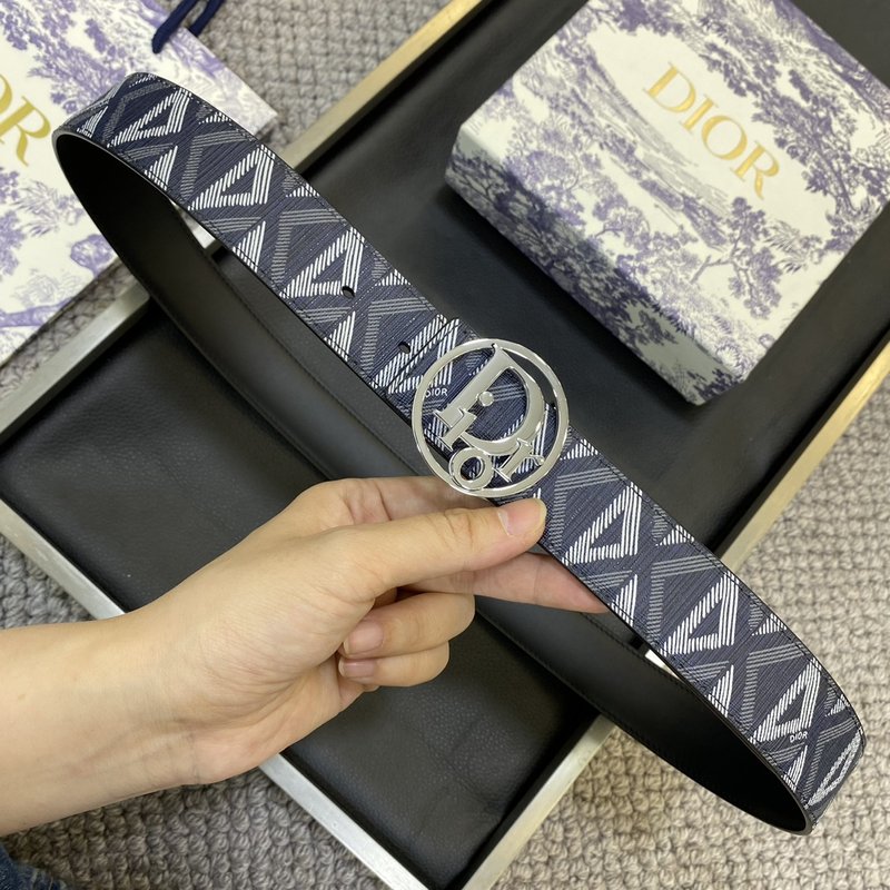 디올 DIOR 클래식 레터 캔버스 가죽 벨트 001-192505