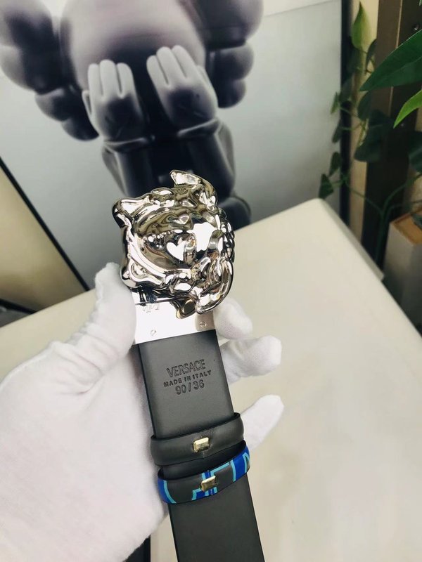 베르사체 블루 메두사 헤드 양면 벨트 001-192905