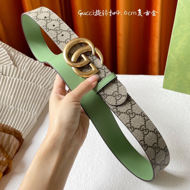 구찌 양면 벨트 살구색 PVC 연녹색 가죽 001-192929