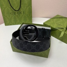 구찌 GG Supreme 블랙 트림 더블 G 벨트 001-193002