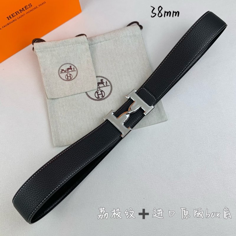 에르메스 클래식 블랙 벨트 실버 버클 38mm 001-193099