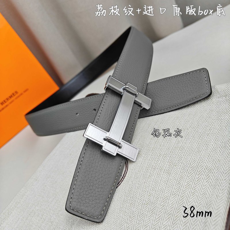에르메스 양면 소 가죽 벨트 38mm 브러쉬 버클 001-193152