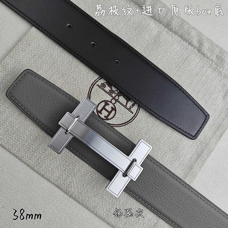 에르메스 양면 소 가죽 벨트 38mm 브러쉬 버클 001-193152