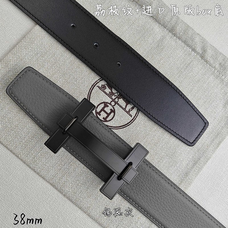에르메스 양면 소 가죽 벨트 38mm 브러쉬 버클 001-193152