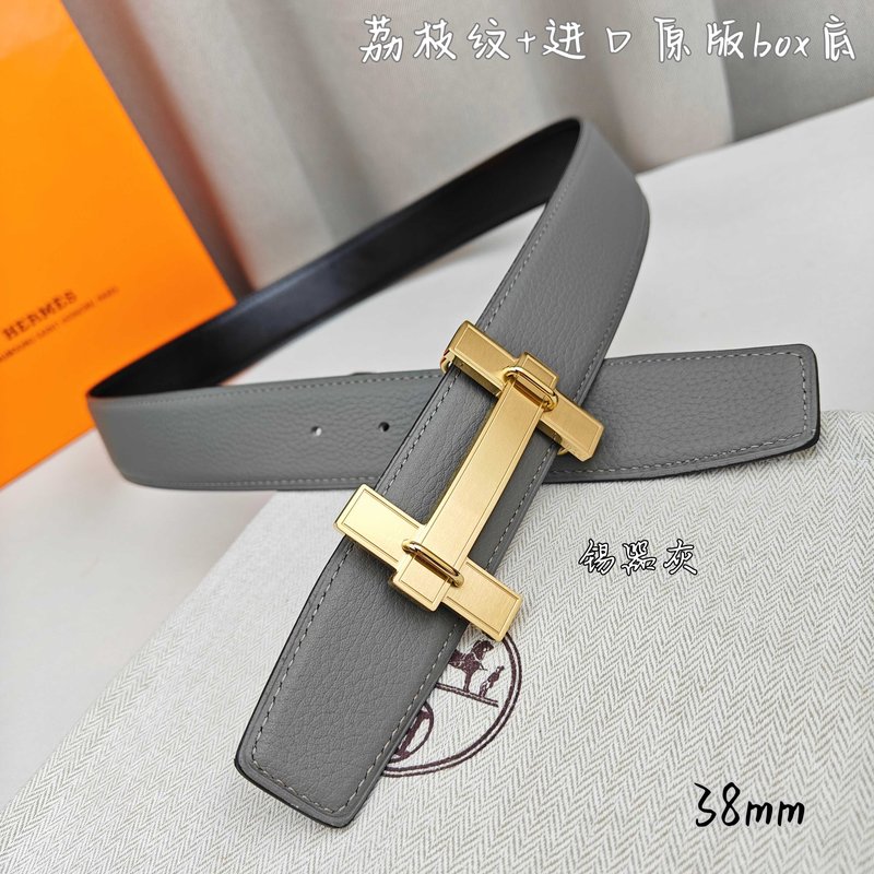 에르메스 양면 소 가죽 벨트 38mm 브러쉬 버클 001-193152