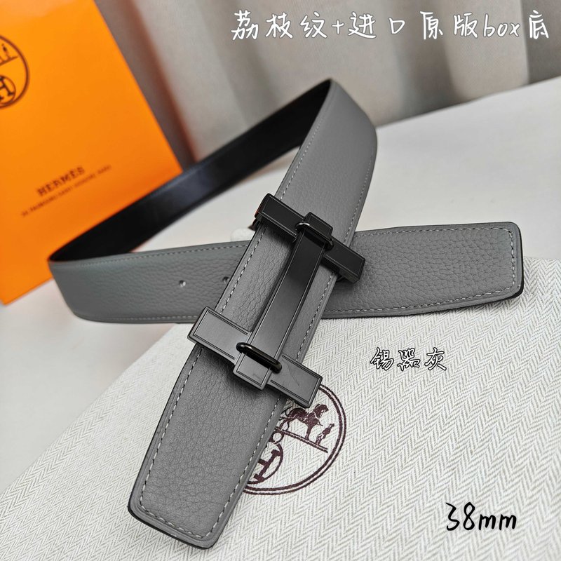 에르메스 양면 소 가죽 벨트 38mm 브러쉬 버클 001-193152
