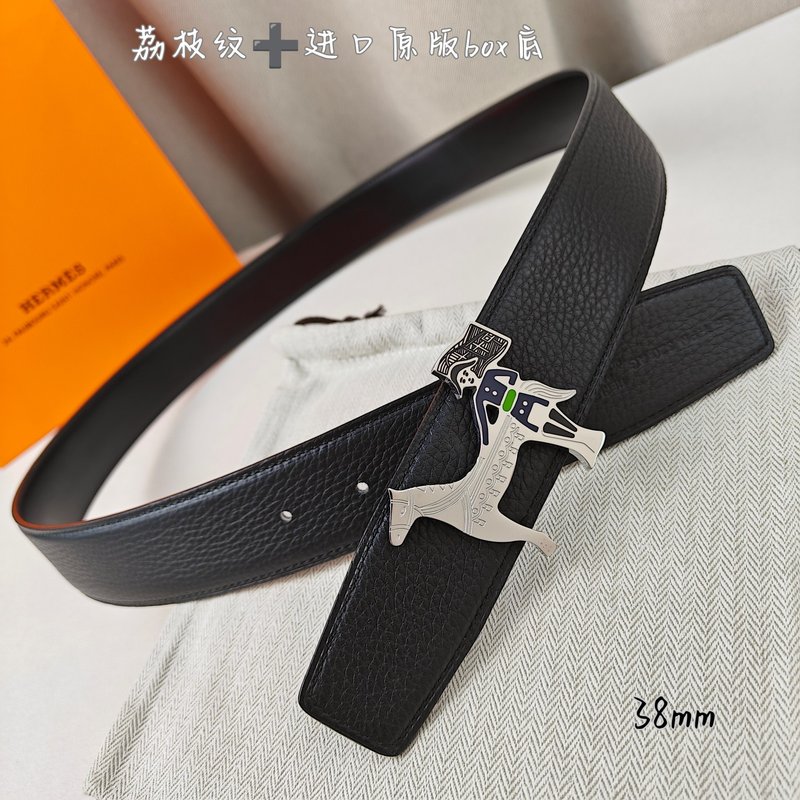 에르메스 양면 H 버클 벨트 38mm 블랙 리치 그레인 001-193188