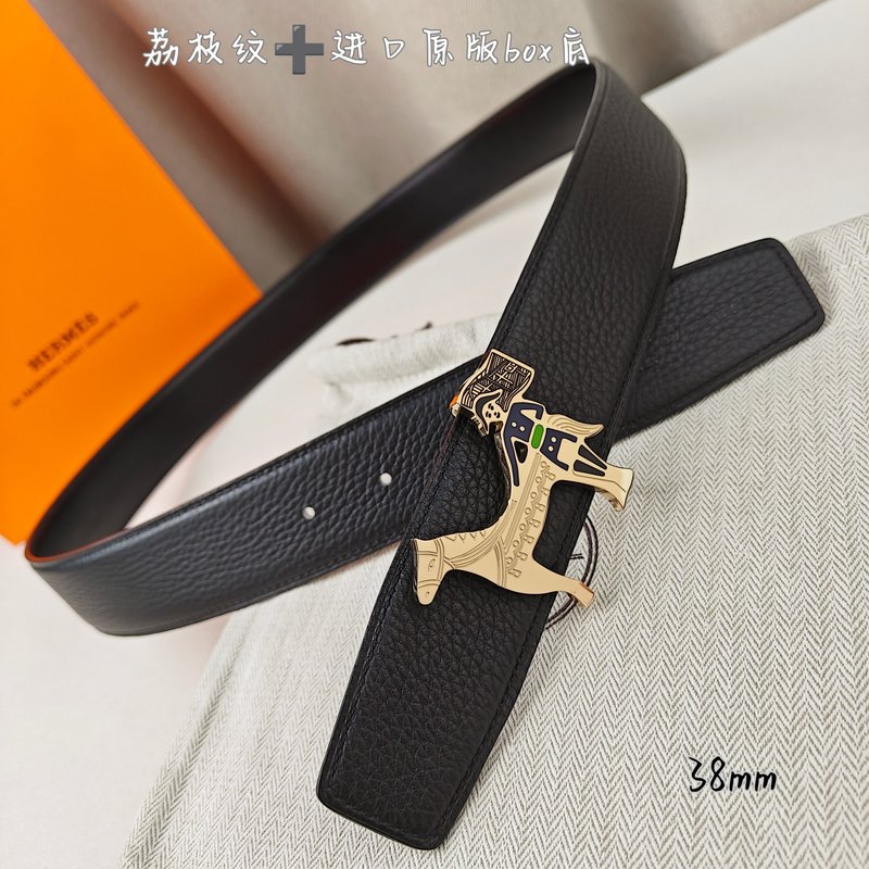 에르메스 양면 H 버클 벨트 38mm 블랙 리치 그레인 001-193188