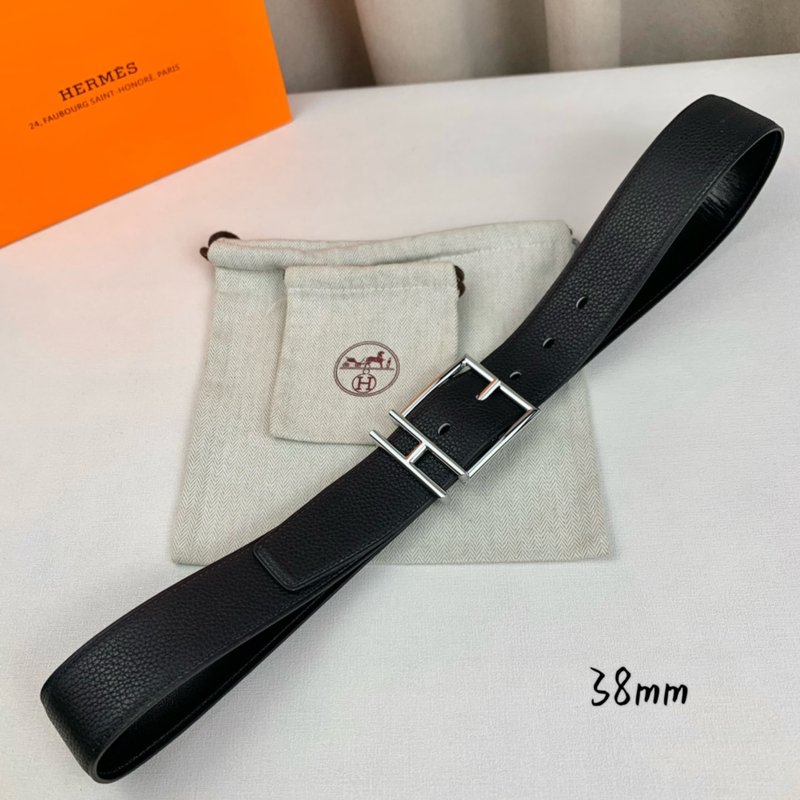 에르메스 블랙 토고 평면 양면 핀 버클 벨트 001-193204