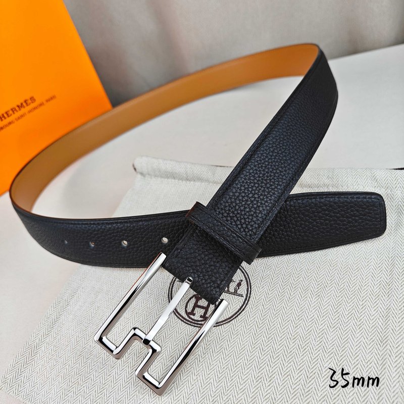 에르메스 블랙 리치 그레인 핀 버클 벨트 001-193222