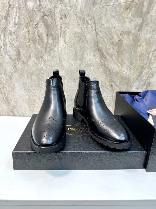 PRADA 남성용 첼시 부츠 소 가죽 보온 001-196005