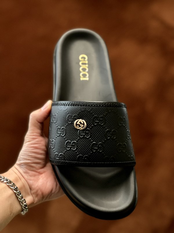 Gucci 구치 남성용 두꺼운 바닥 가죽 샌들 슬리퍼 001-196199