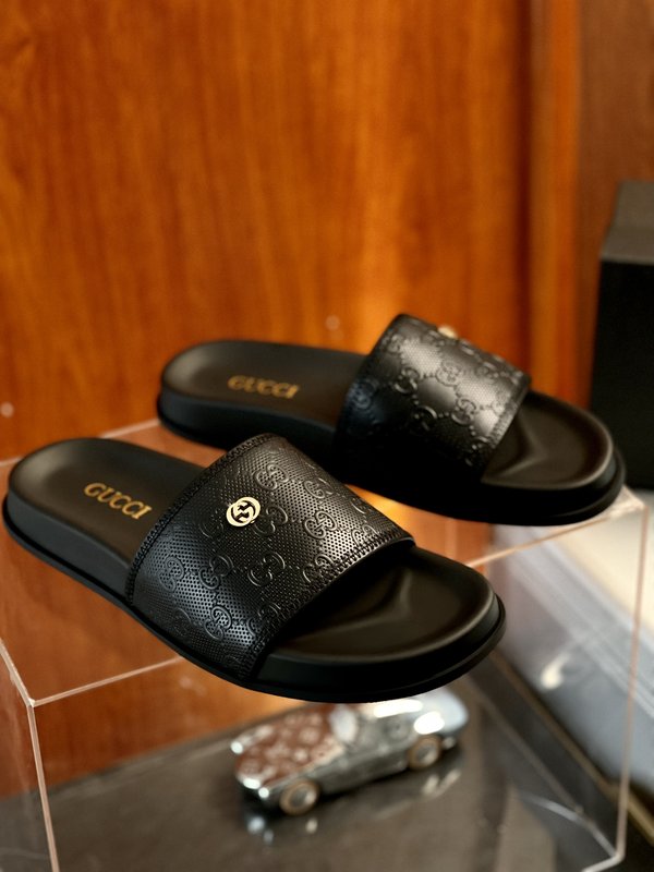 Gucci 구치 남성용 두꺼운 바닥 가죽 샌들 슬리퍼 001-196199