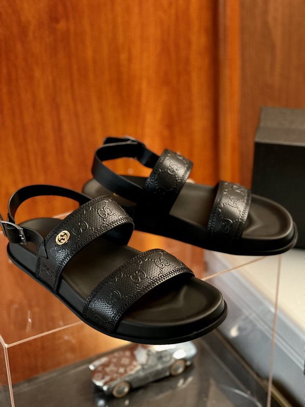 Gucci 구치 남성용 두꺼운 바닥 가죽 샌들 슬리퍼 001-196199