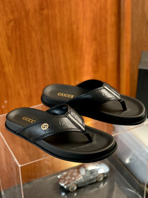 Gucci 구치 남성용 두꺼운 바닥 가죽 샌들 슬리퍼 001-196199