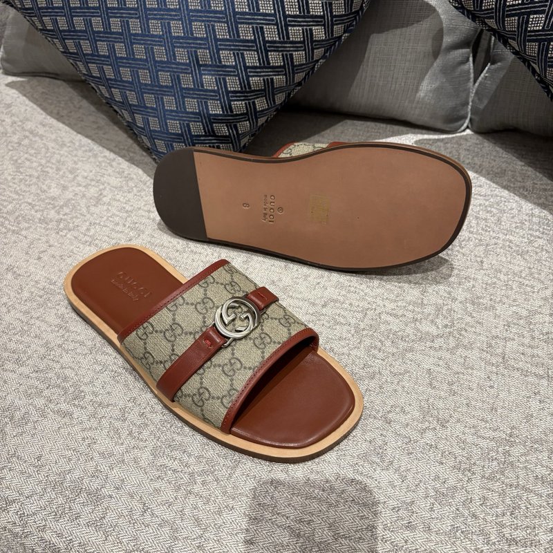 GUCCI 클래식 슬라이드 샌들 가죽 바닥 001-196501