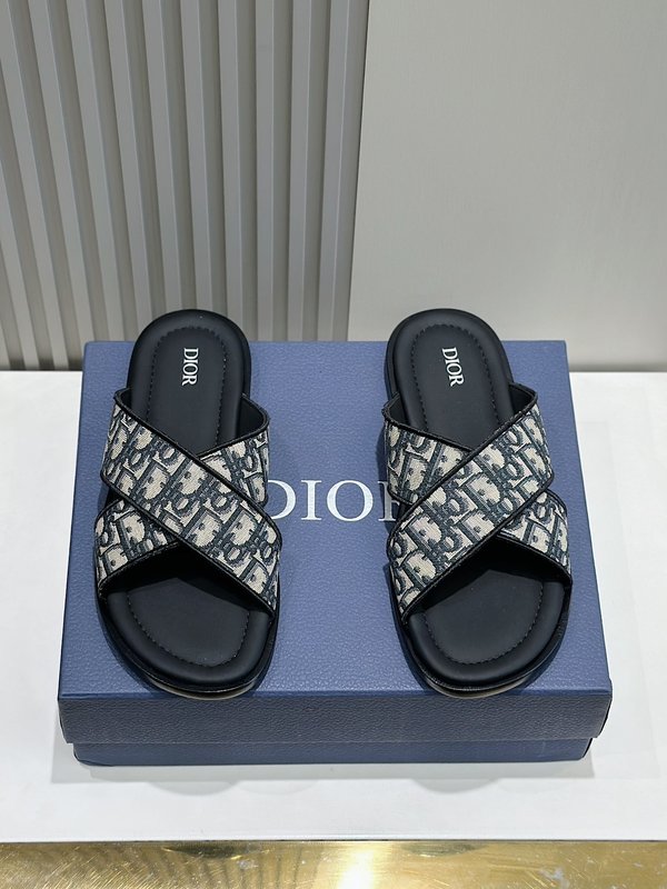 Dior Alias 남성 교차 스트랩 가죽 슬리퍼 001-196761