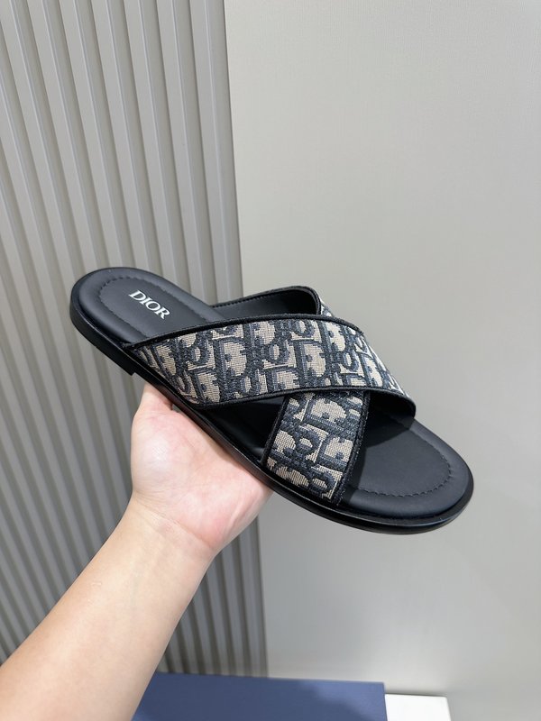 Dior Alias 남성 교차 스트랩 가죽 슬리퍼 001-196761