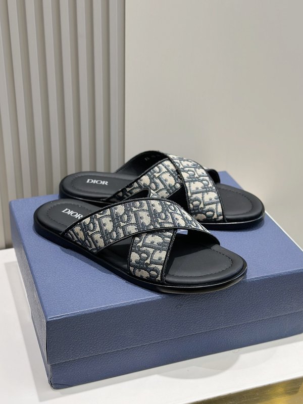 Dior Alias 남성 교차 스트랩 가죽 슬리퍼 001-196761
