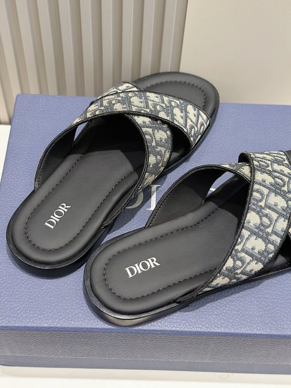 Dior Alias 남성 교차 스트랩 가죽 슬리퍼 001-196761