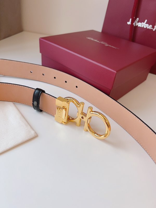페라가모 Ferragamo 골드 버클 양면 벨트 001-197352