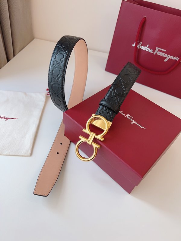 페라가모 Ferragamo 골드 버클 양면 벨트 001-197352