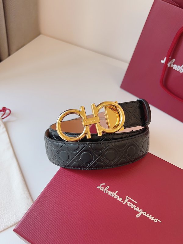페라가모 Ferragamo 골드 버클 양면 벨트 001-197352