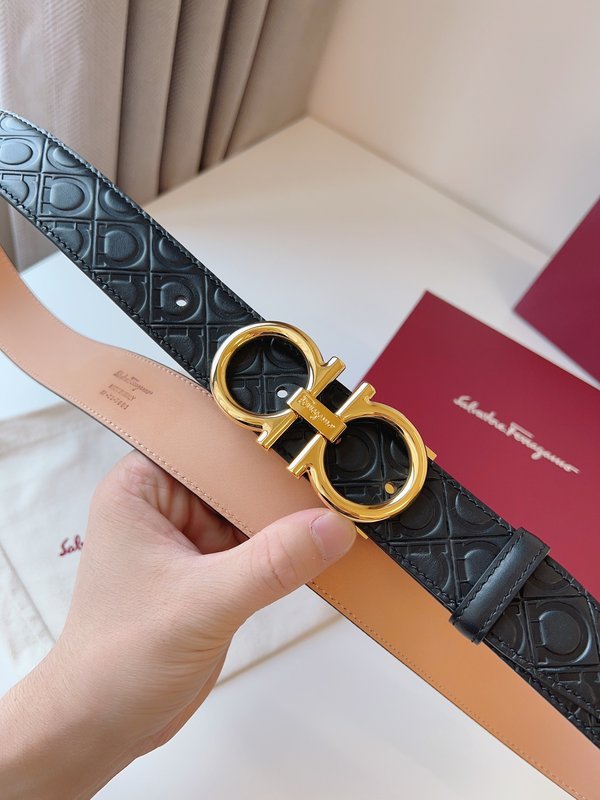 페라가모 Ferragamo 골드 버클 양면 벨트 001-197352