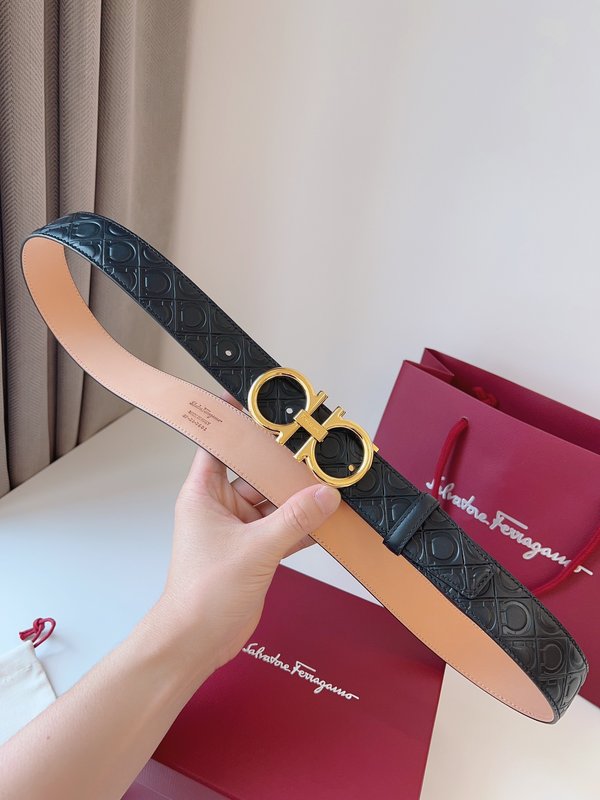 페라가모 Ferragamo 골드 버클 양면 벨트 001-197352