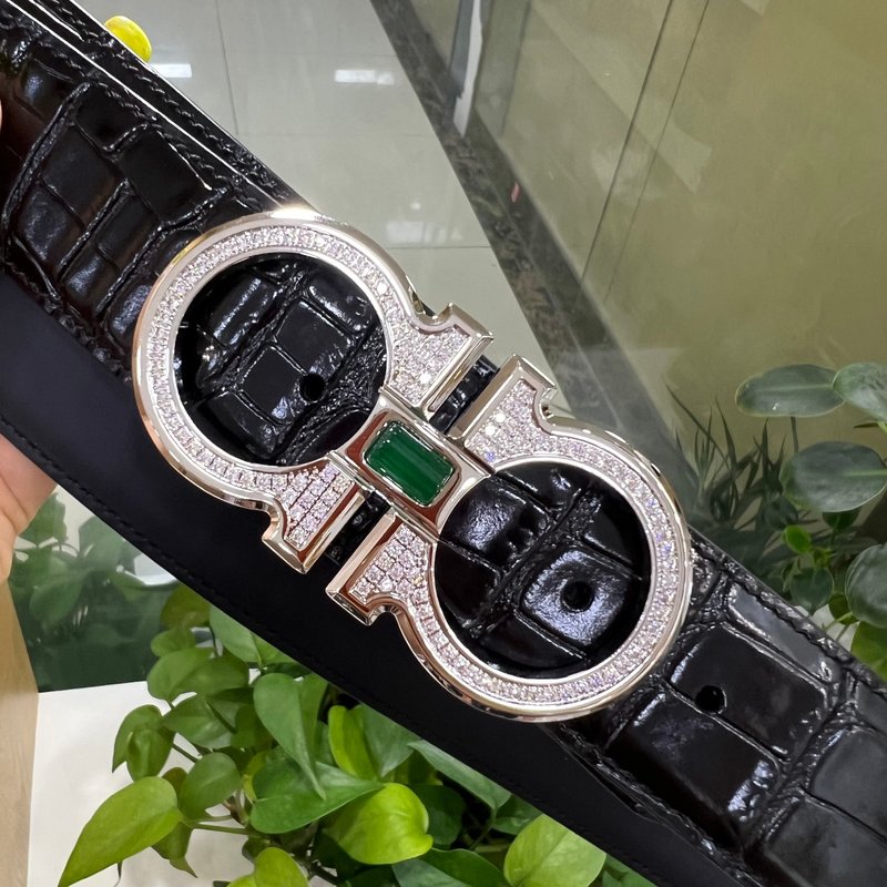 페라가모 4.0cm 스테인리스 보석 버클 벨트 001-197368