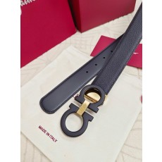 페라가모 남성 3.5cm 순동 클립 가죽 벨트 001-197496