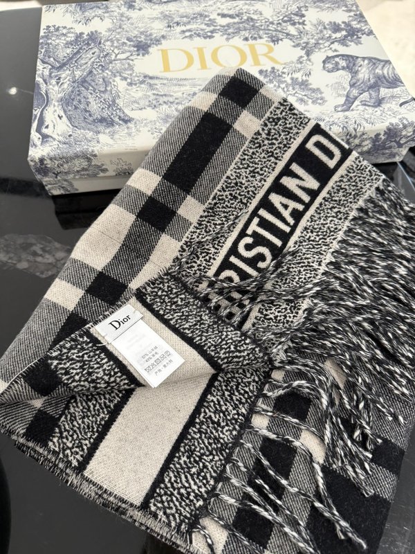 디올 가을 겨울 체크 캐시미어 머플러 유니섹스 001-197800