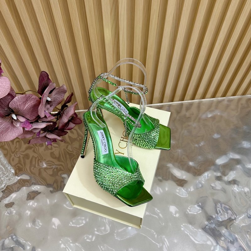 지미추 미러 에나멜 다이아몬드 하이힐 샌들 001-200630