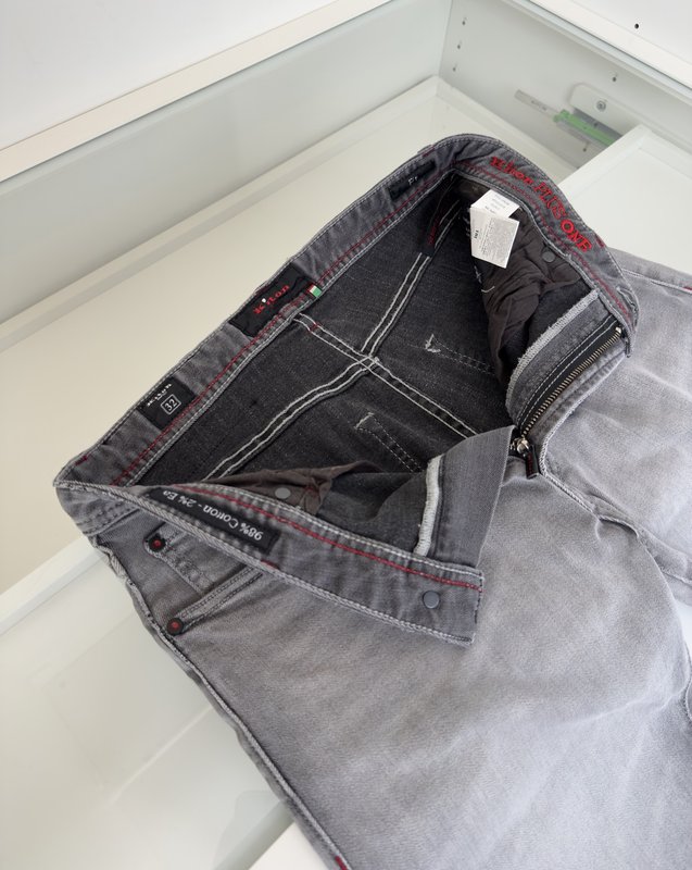 Kiton 남성 그레이 워싱 슬림 진 001-202286