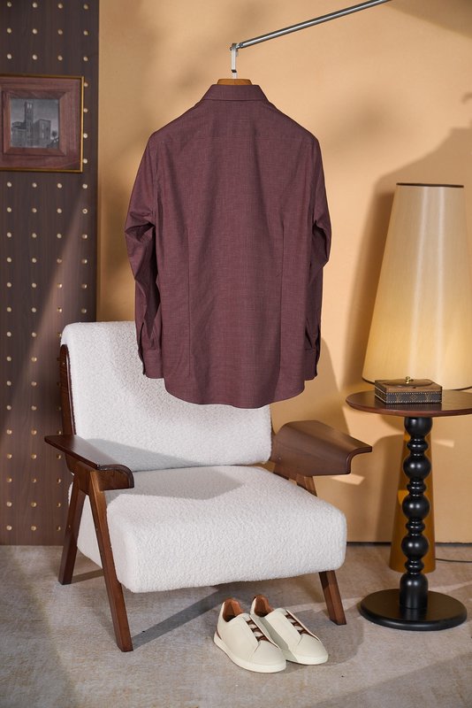 Kiton 울 천사격 긴팔 셔츠 001-202312