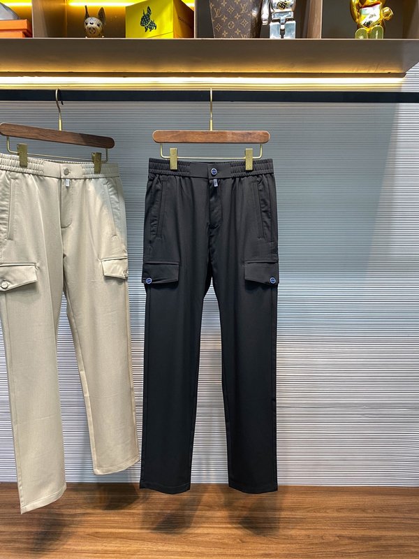 Kiton 가을 겨울 사선 면 스트레이트 캐주얼 팬츠 001-202377