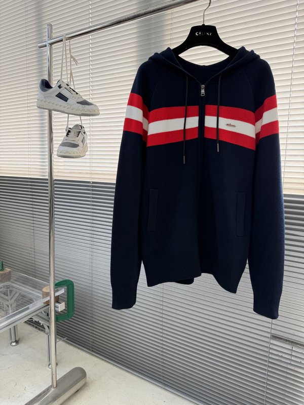 Kiton 가을 겨울 울 혼방 지퍼 후드 가디건 001-202434