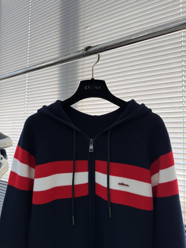 Kiton 가을 겨울 울 혼방 지퍼 후드 가디건 001-202434
